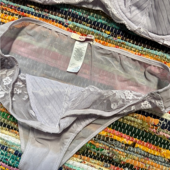 Adore Me Light Grey Lace Lingerie Set – Bra 38DD & Panty Large - Picture 2 of 4